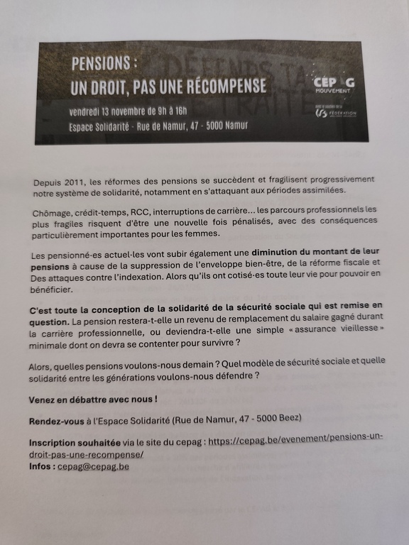 Pensions: droit, pas récompense